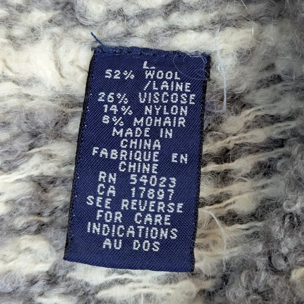 Gap Vintage Wool Mohair Blend Fair Isle Damask Crewneck Sweater Gray Large